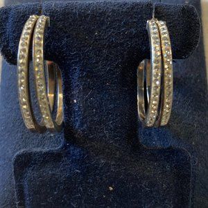 Cubic Zirconia and Silver 925 Hoop Earrings (Jordan Mom)